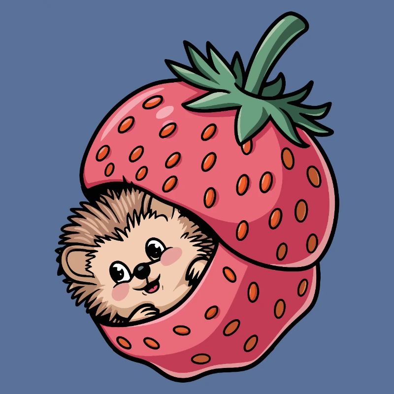 Niedlicher Igel in einer Erdbeere