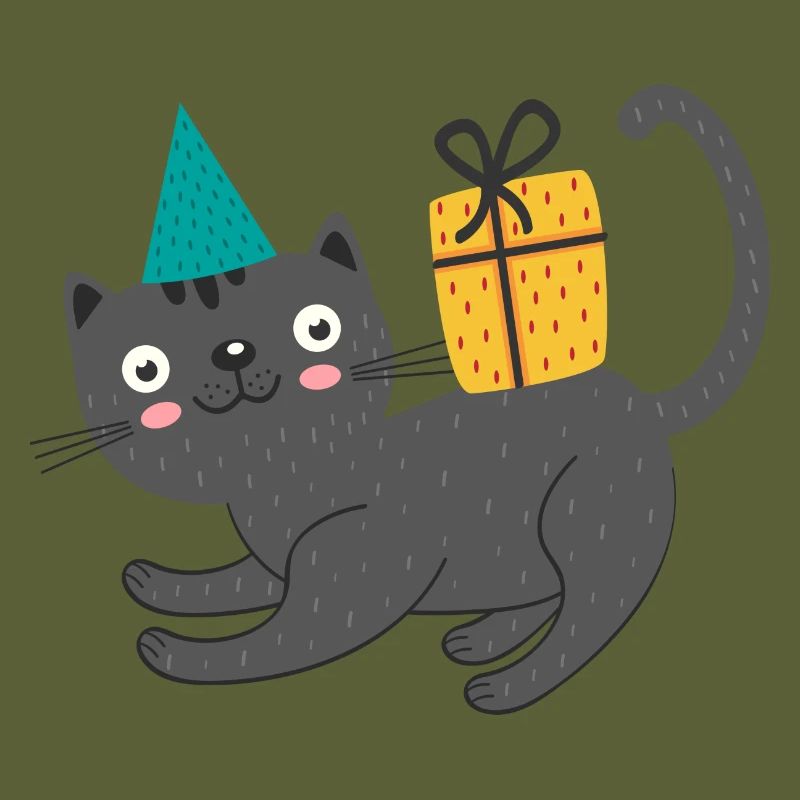 Katze mit Geschenk