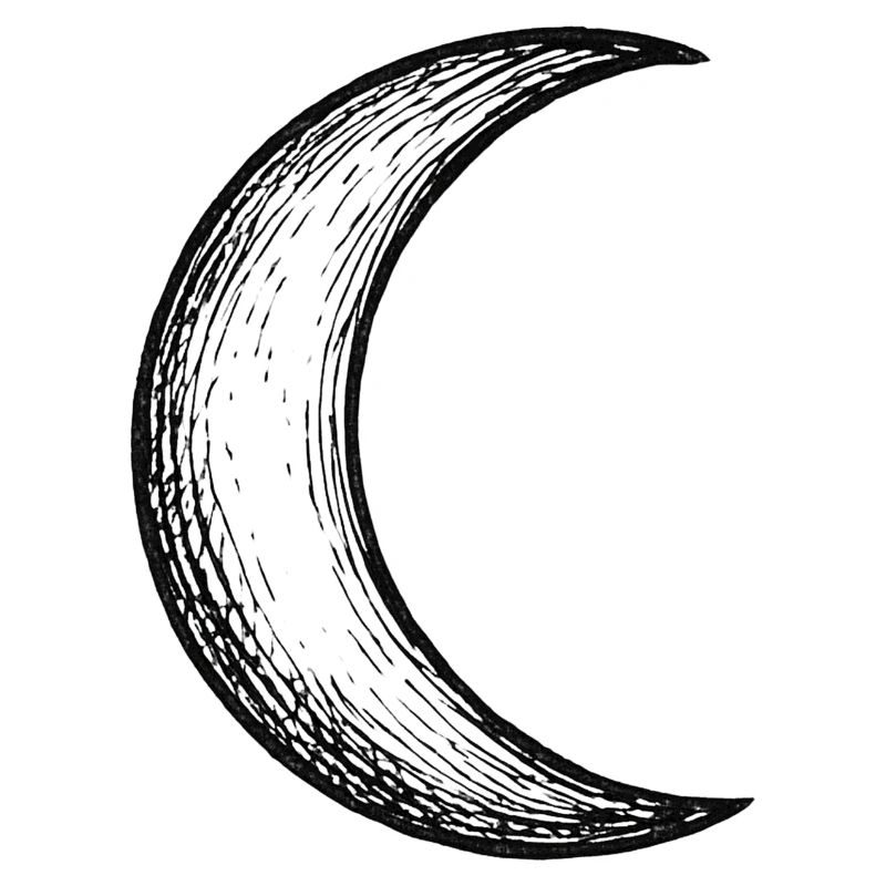 Hand Drawn Crescent Moon Sketch