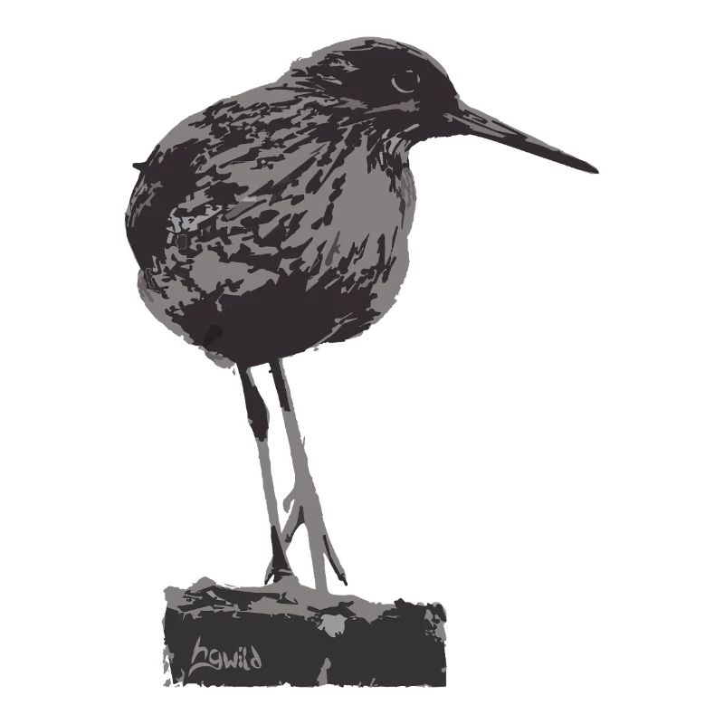 Rotschenkel - Monochrome Vogel Silhouette