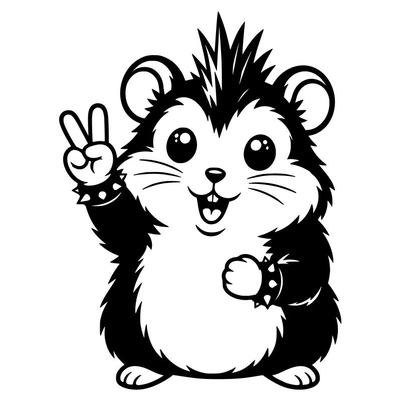Punker Hamster mit Peace Zeichen