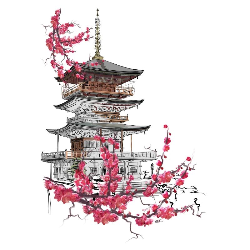 Pagode und Sakura