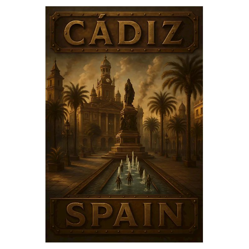 Cádiz Spanien – Steampunk Bronze Reiseposter