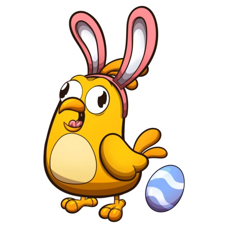 Cute Little Easter Chick With Rabbit Ears