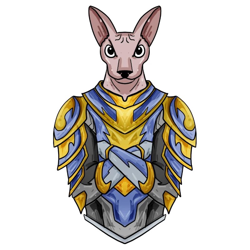 Chevalier Chat Chat Race Sphynx avec Armure