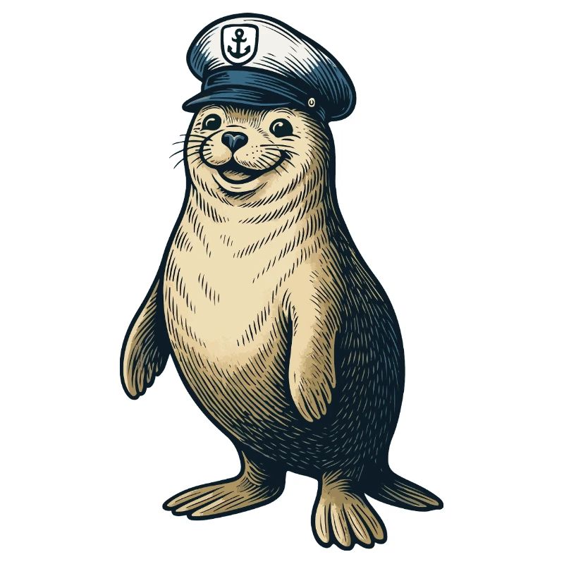 Seal with captain's cap