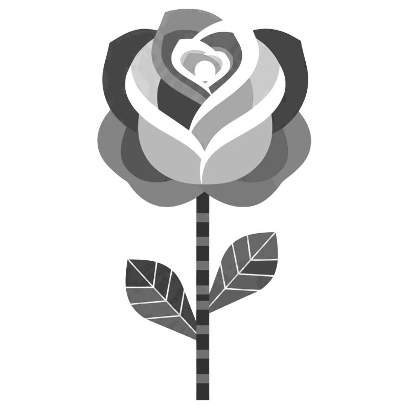 Conception graphique de rose en noir et blanc