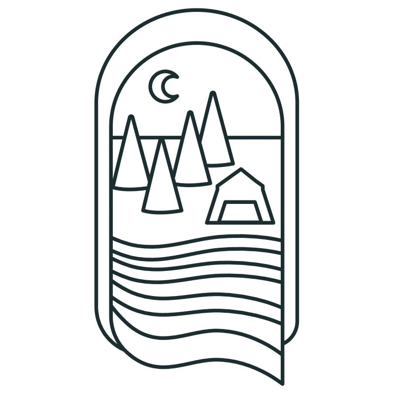 CAMP BOHO Forest avec arbres et rivière