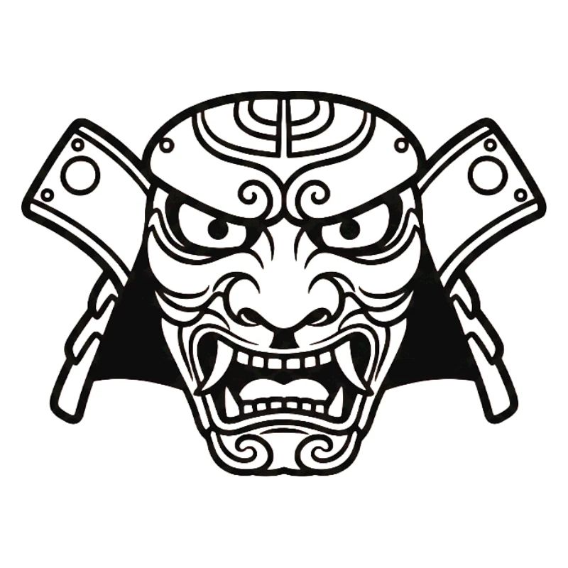 Dämonenmasken mit Äxten-Umriss