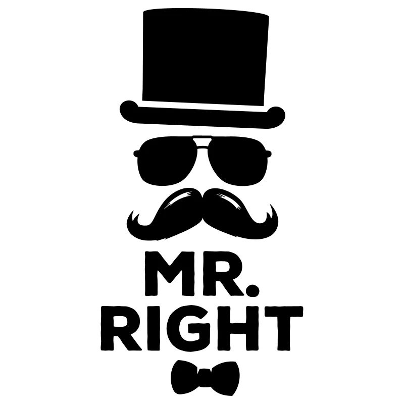Funny matching pair Mr. Right and Mrs. Right