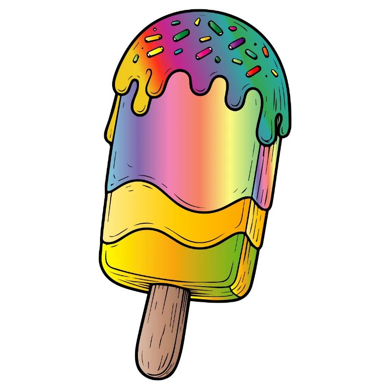 Regenbogen Eis am Stiel Cartoon Illustration 