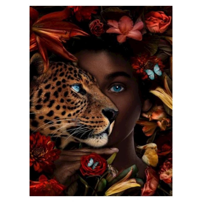 Leopard mit Menschen Gesicht