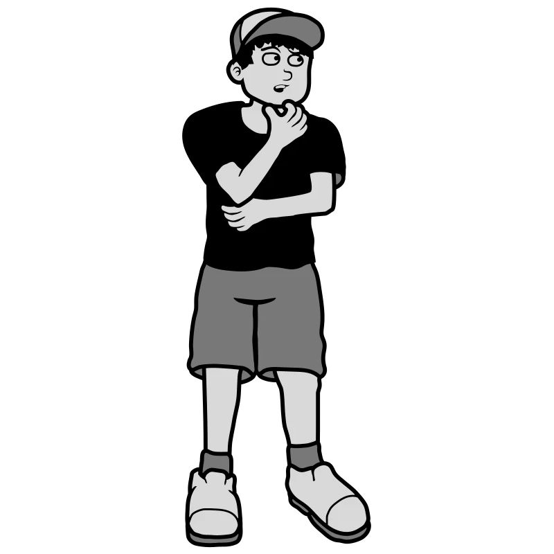 Junge überlegt Pose