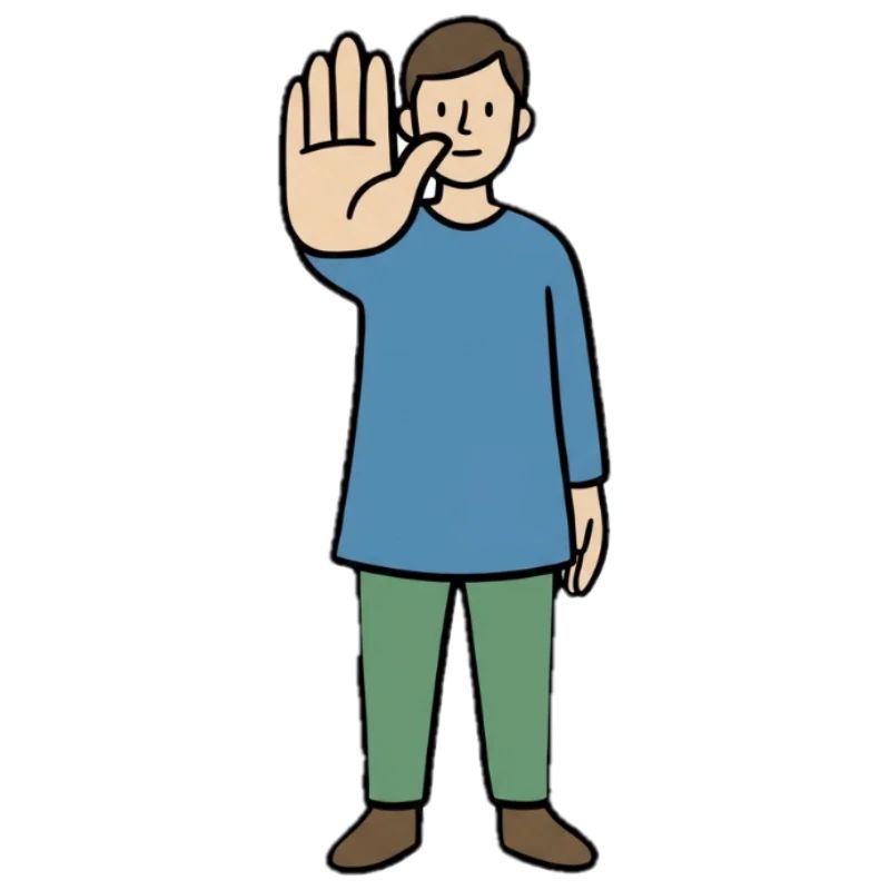 Stop Geste Cartoonfigur