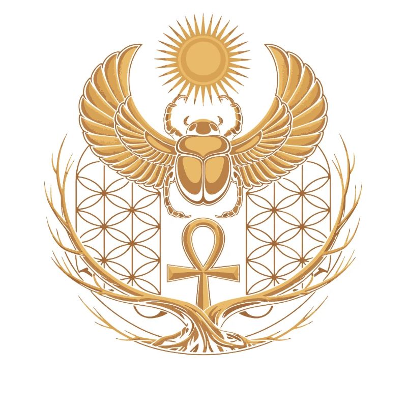 Winged Scarab with Ankh & Solar Disk
