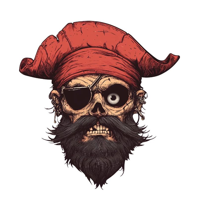 Piratenschädel mit rotem Halstuch
