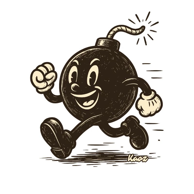 Running cartoon bombshell