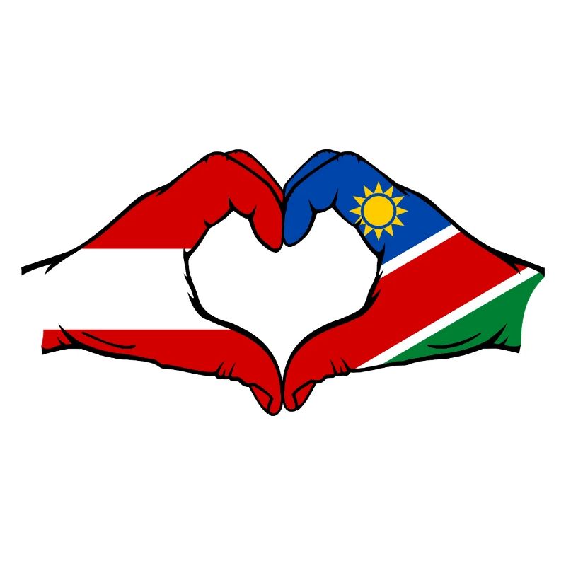 Austria Namibia Flag Hands Heart Shape