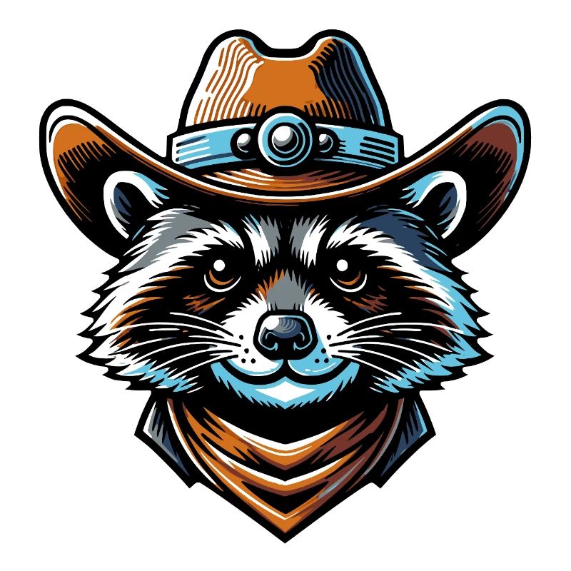 Waschbär mit Cowboyhut in Comic Style