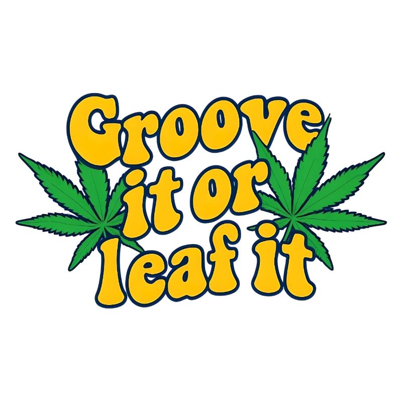 Playful Retro Text With Stylized Cannabis Leave