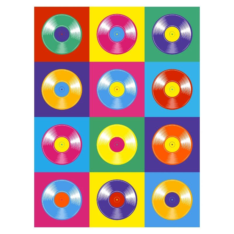 Disque vinyle vibrant Pop Art Collage