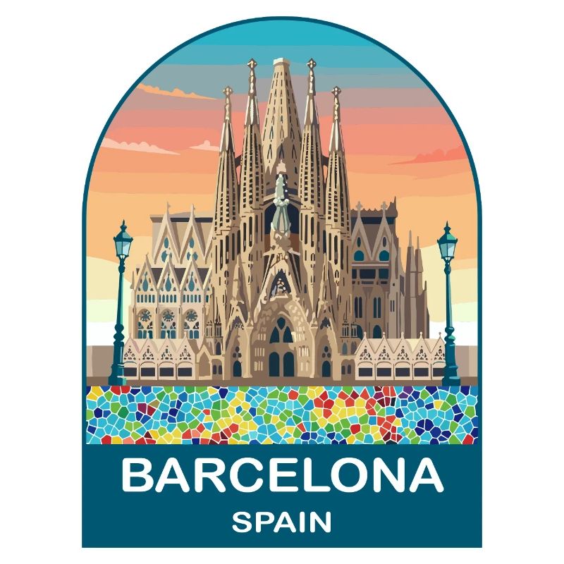 Affiche de voyage vintage de Barcelone, Espagne