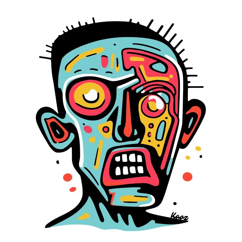 Visage coloré dans un style de bande dessinée abstraite