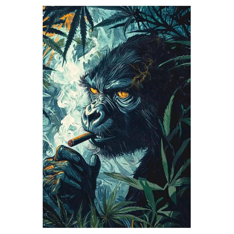 Dschungelgorilla mit Zigarettenrauch