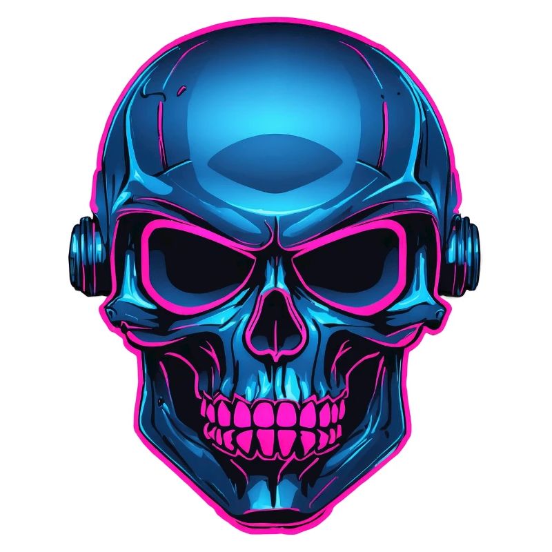 Neon Skull mit Kopfhörer