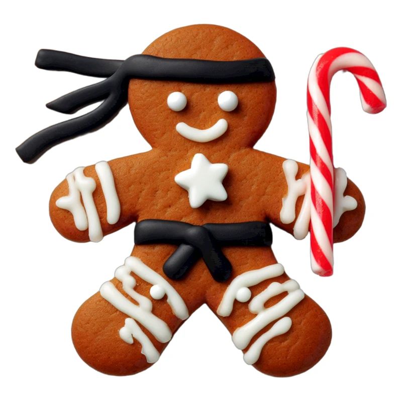 Funny Ninja Gingerbread Man Cookie Candy Cane