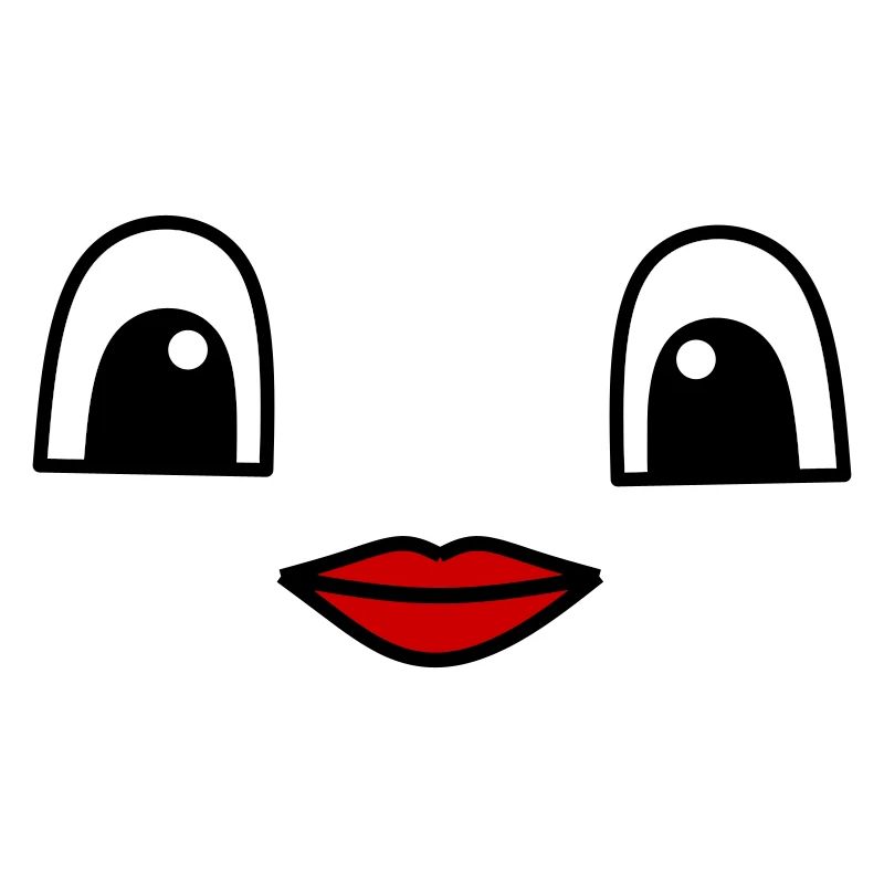 Cute face with red lips