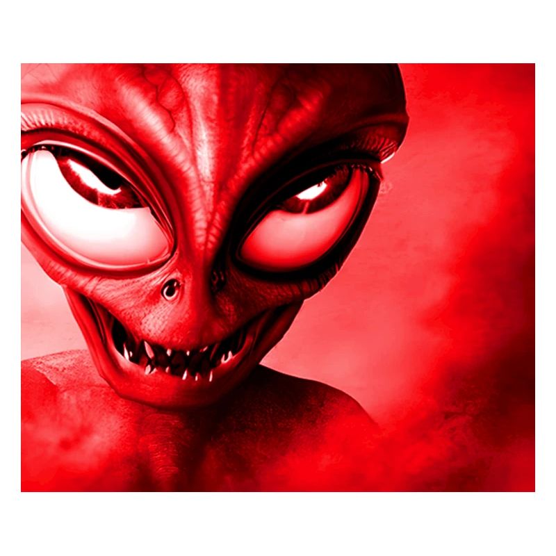 Alien with Sharp Teeth Design - Red