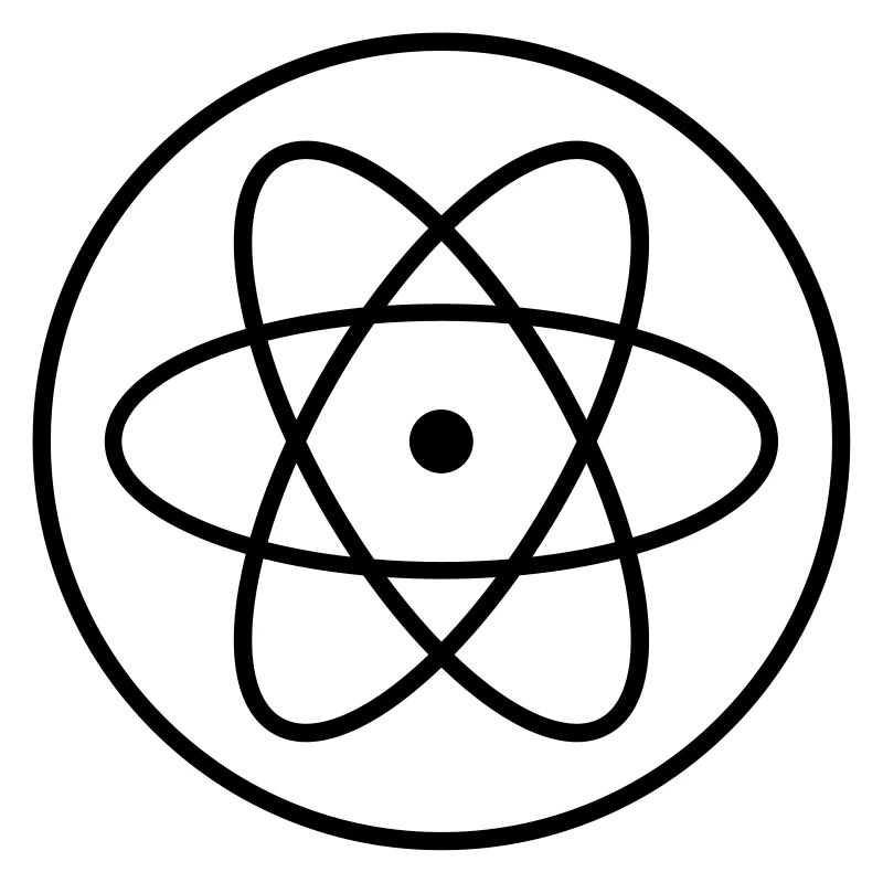 atom symbol researcher science laboratory circle logo