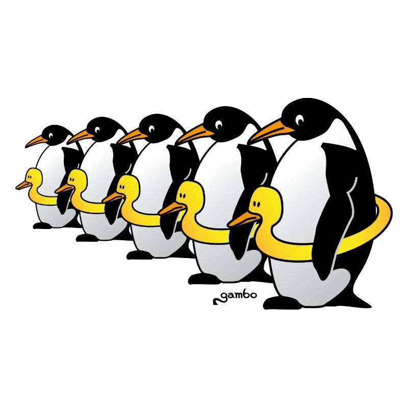 Pinguine mit Quietscheentchen
