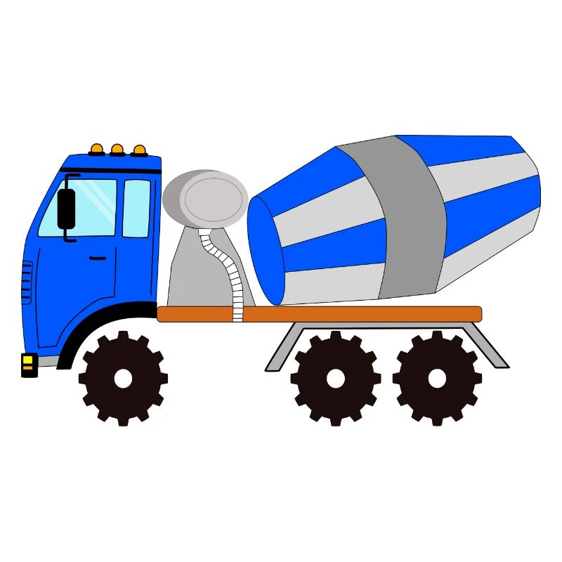 Blue-gray concrete mixer, construction site vehicle