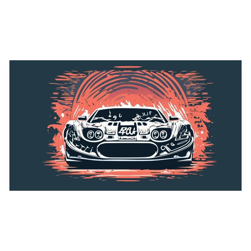 Voiture de course blanche au coucher du soleil