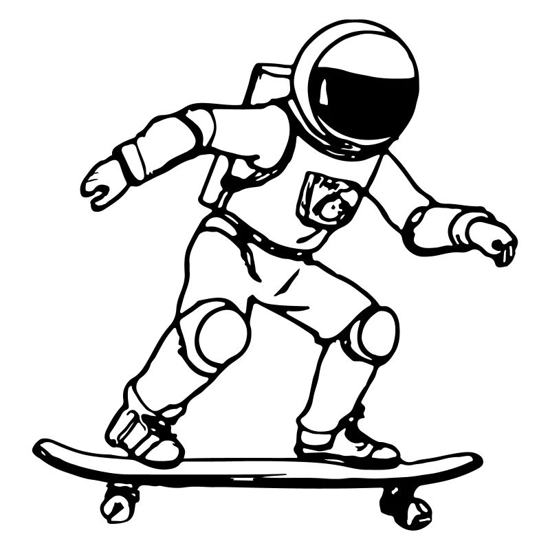 Astronaut rides skateboard space astronauts
