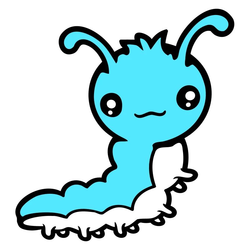 Cute caterpillar small friendly larva worm happy