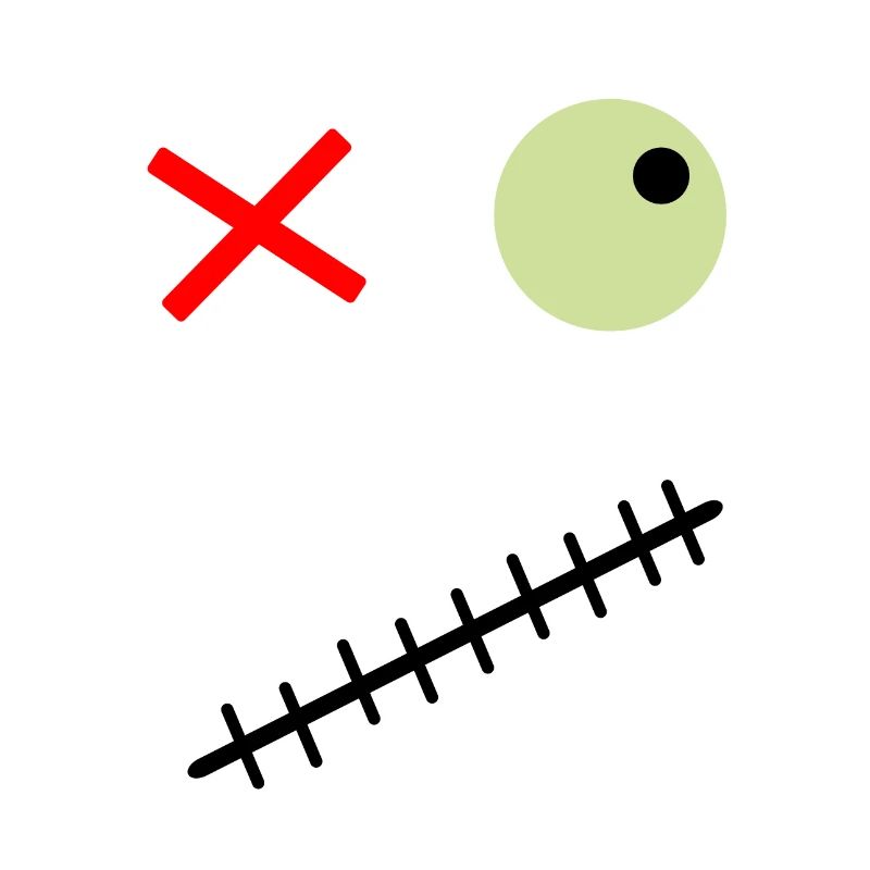 Terrifying face with a green eye