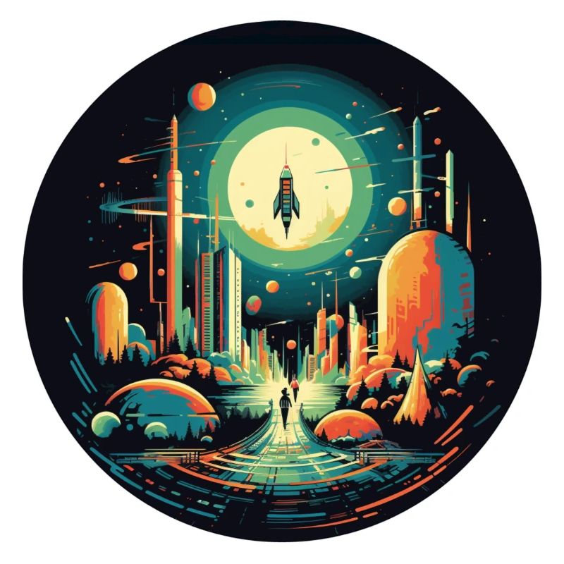 Lancement de fusée dans un style de dessin animé rétro