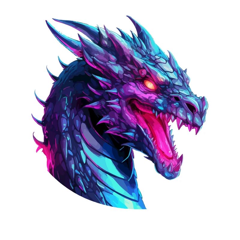 Neon Dragon Head Artwork