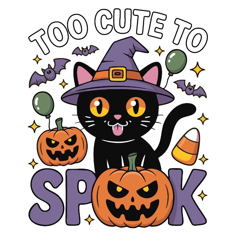 Trop mignon pour être effrayé - Chat sorcière mignon