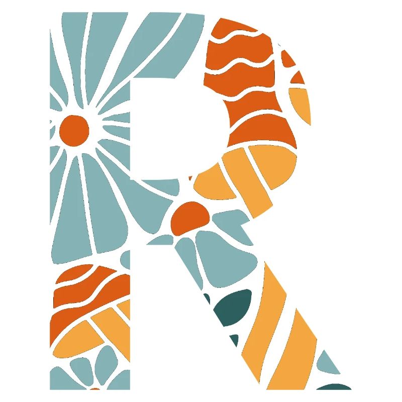 Buchstabe r groovige Blumen Geschenkidee
