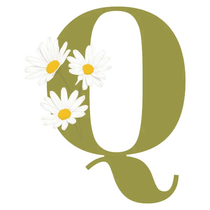 Buchstaben q grüne Gänseblümchen