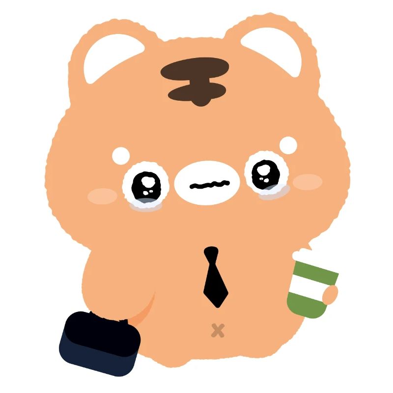 Kawaii Tiger crying with Coffee