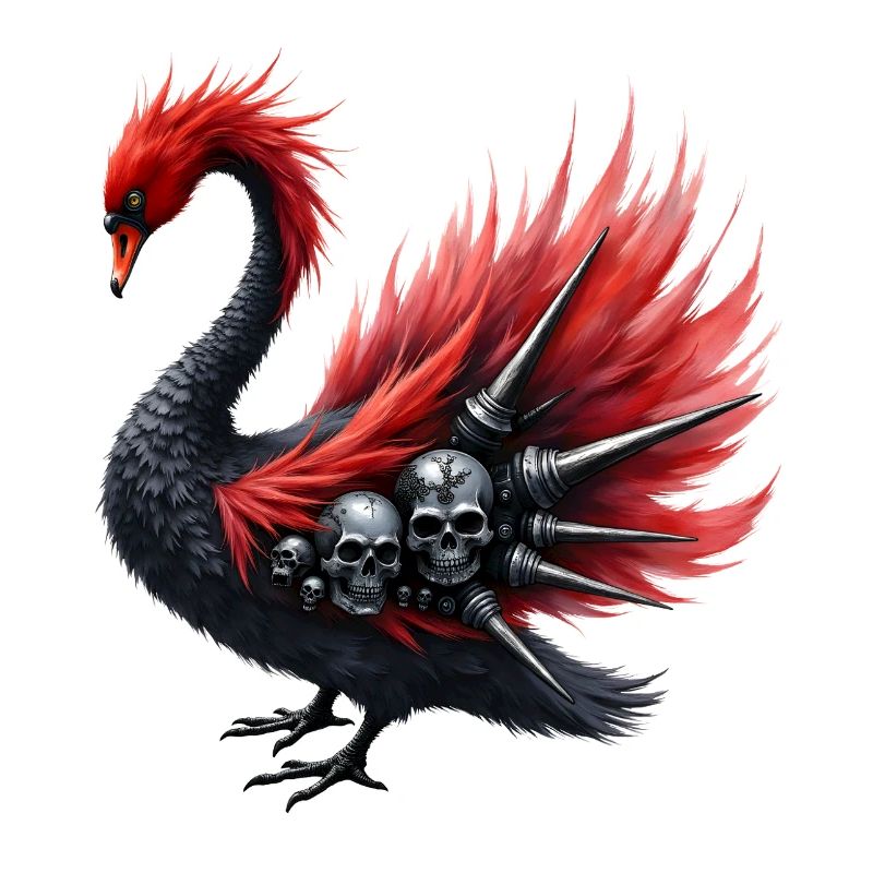Shadow Raven with Skulls and Spikes
