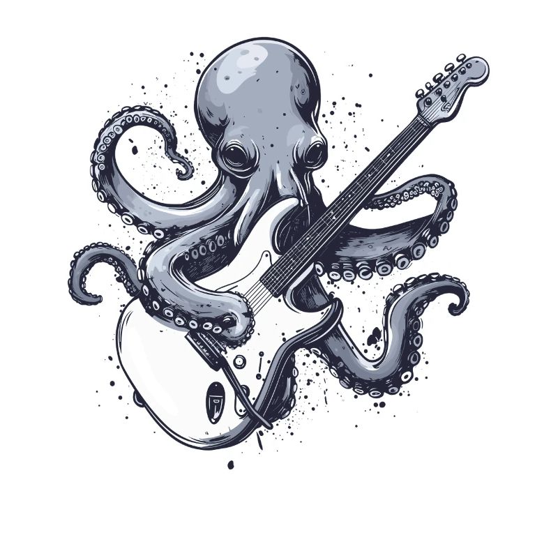 Oktopus-Gitarrist mit E-Gitarre