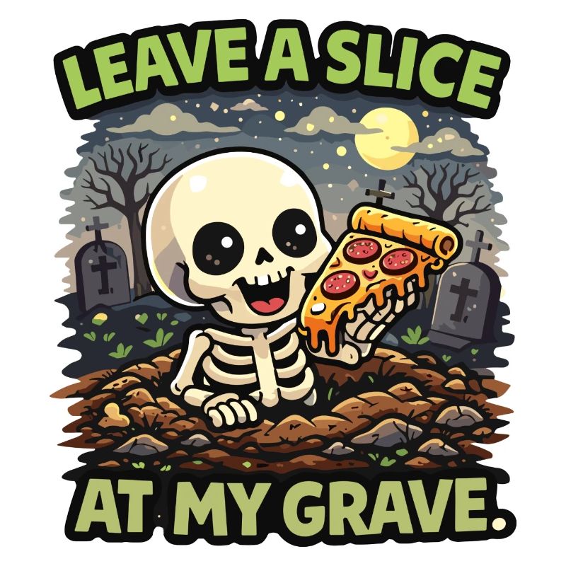 Une part de pizza squelettique à la tombe