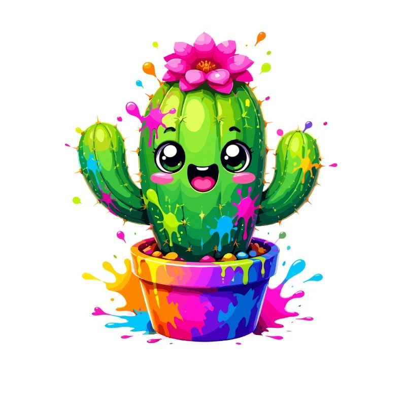 Cactus Joyeuses Fleurs Éclaboussurées
