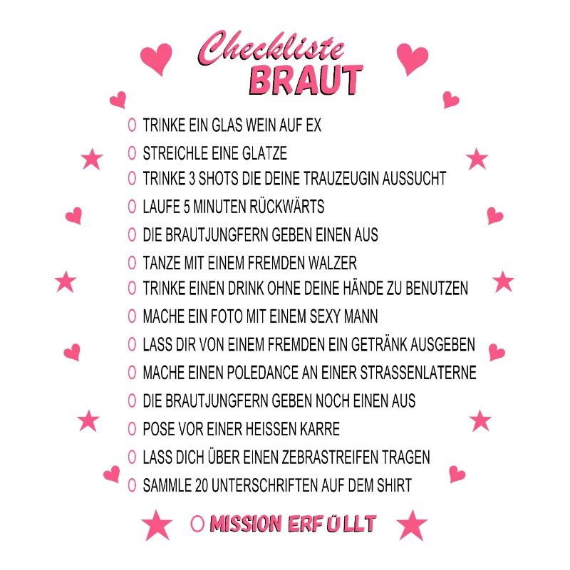 Braut Checkliste Pink